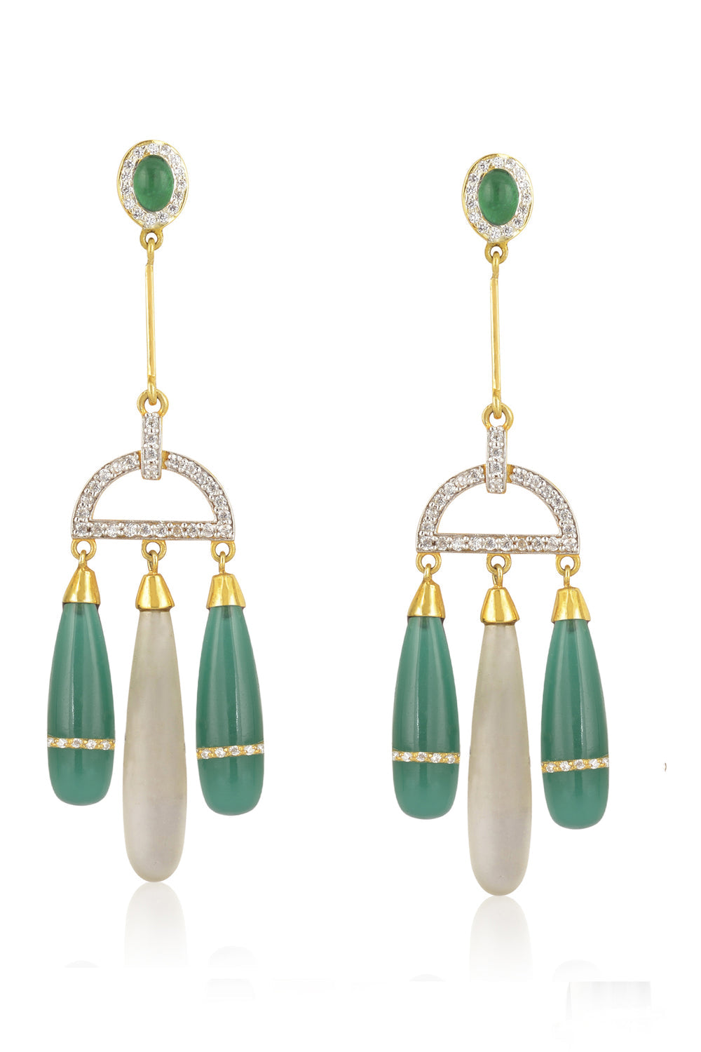 Long Green Bud Earrings