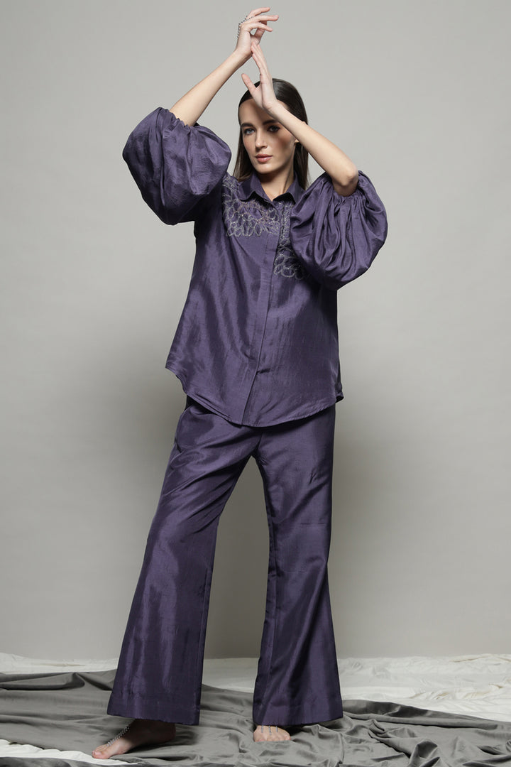 Oversized Sleeve Plum Co-ord Set