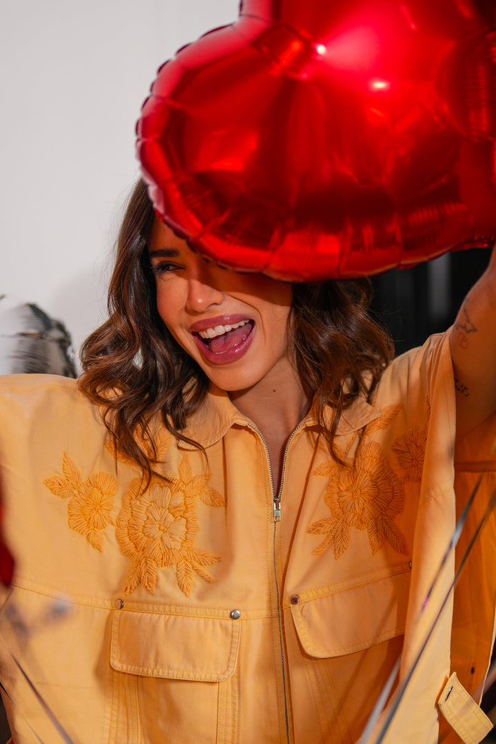 Mirela Denim Set In Yellow