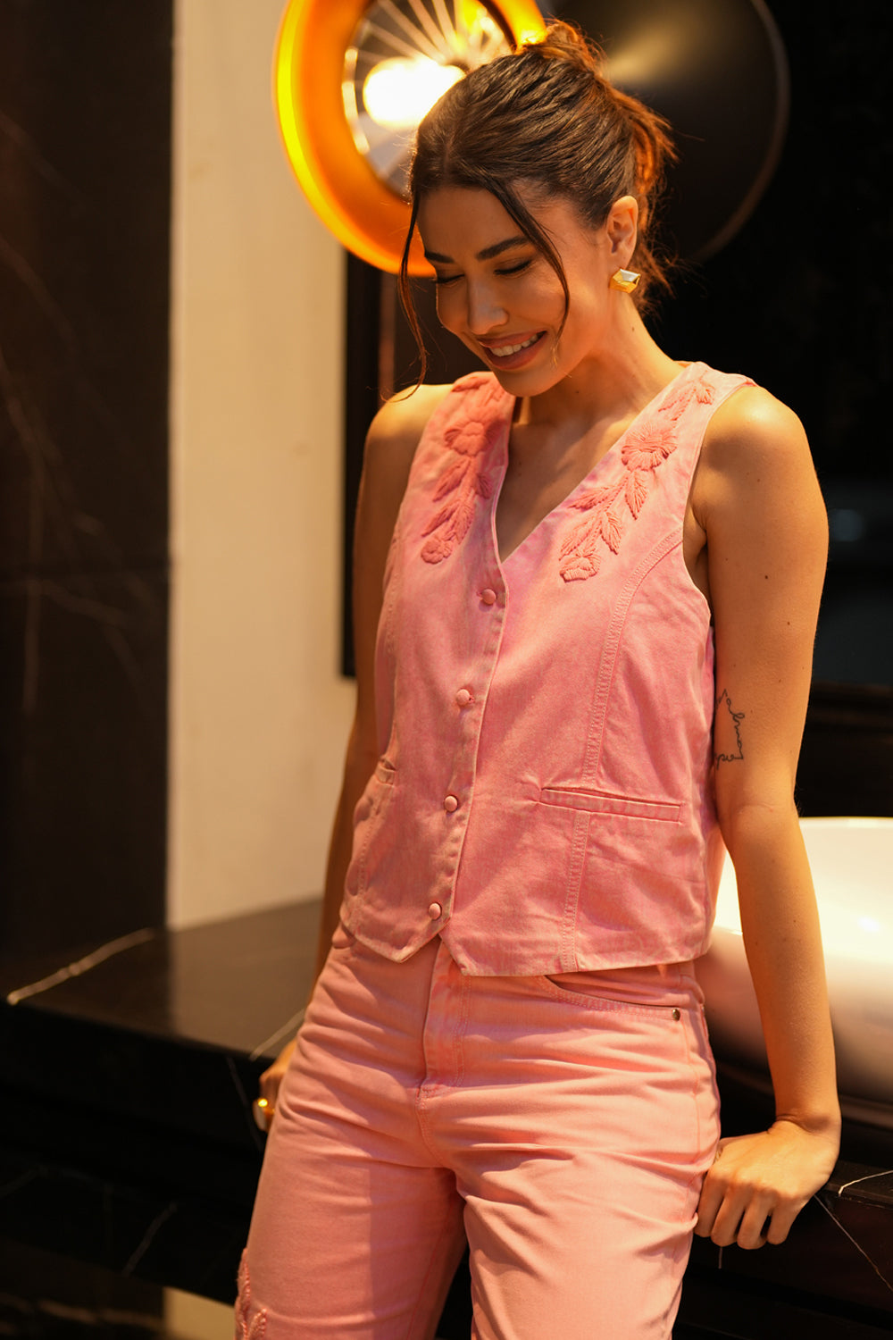 Mirela Denim Set in Pink