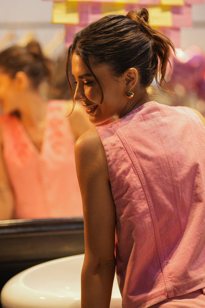 Mirela Denim Set in Pink