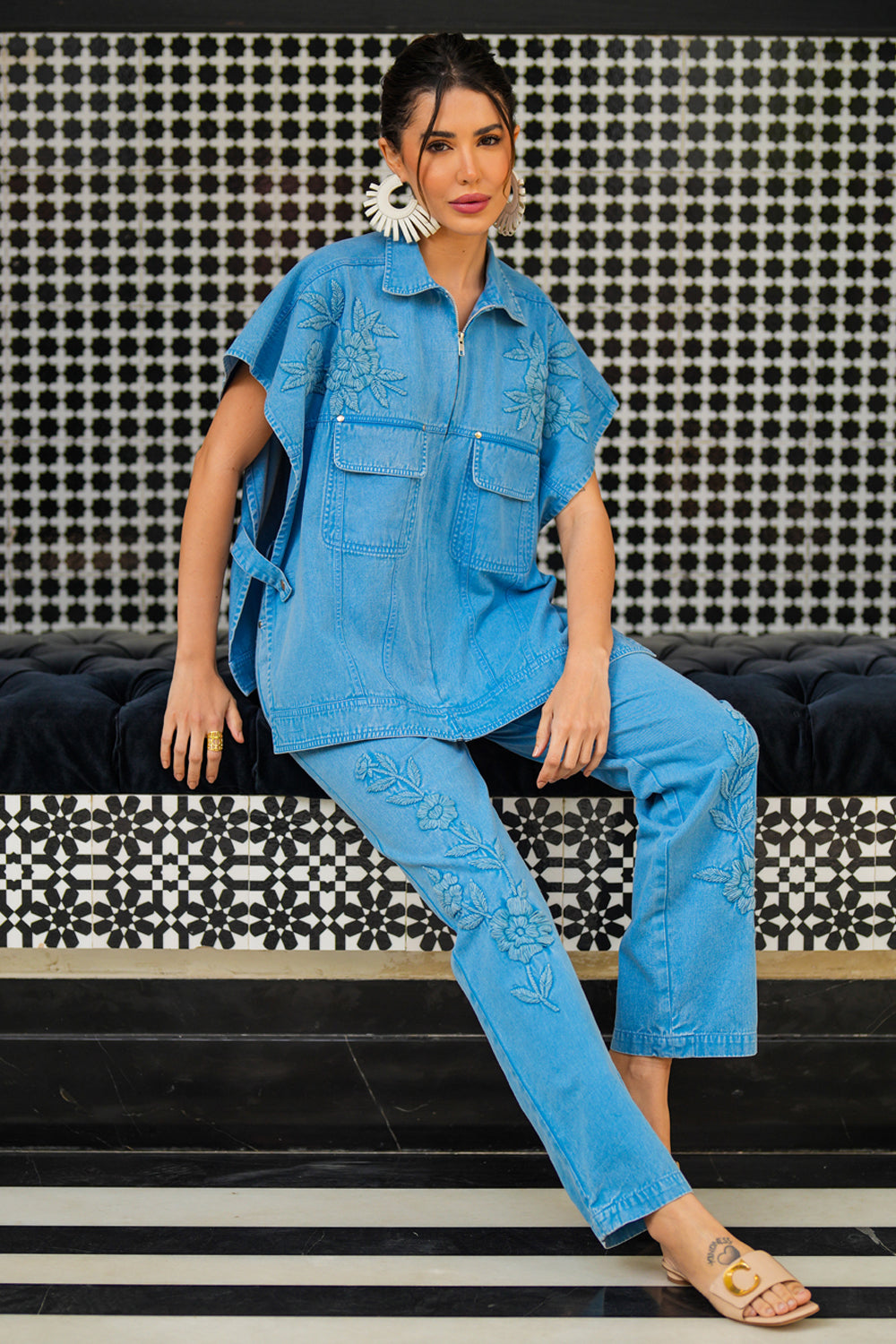 Mirela Denim Co-ord Set in Blue