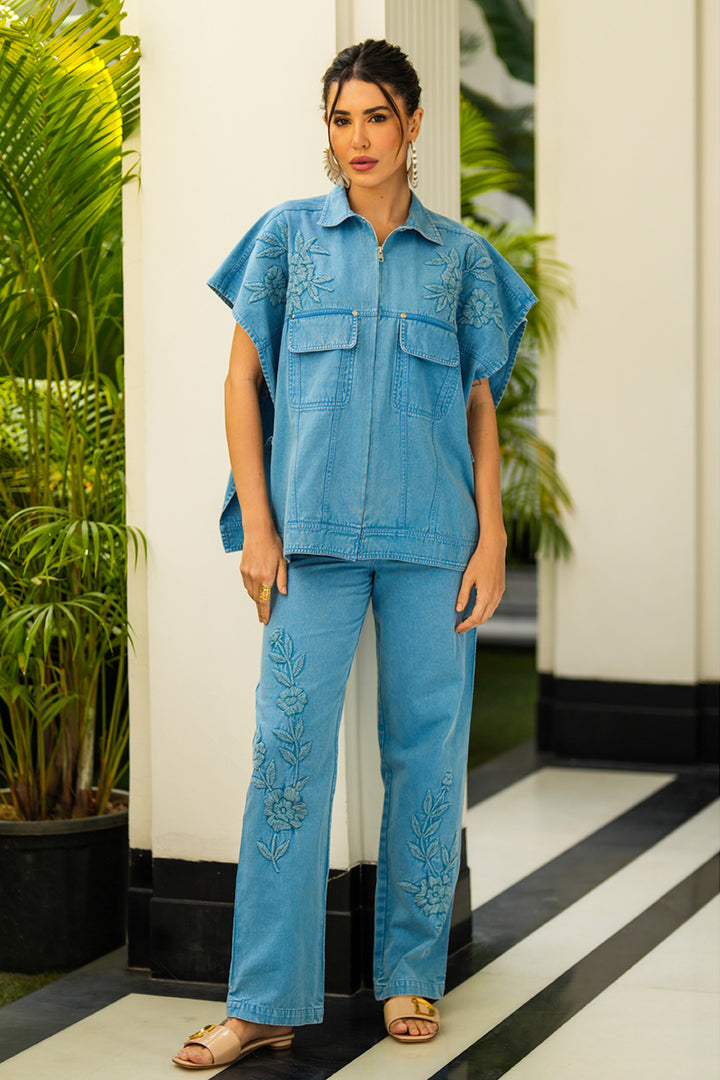 Mirela Denim Co-ord Set in Blue