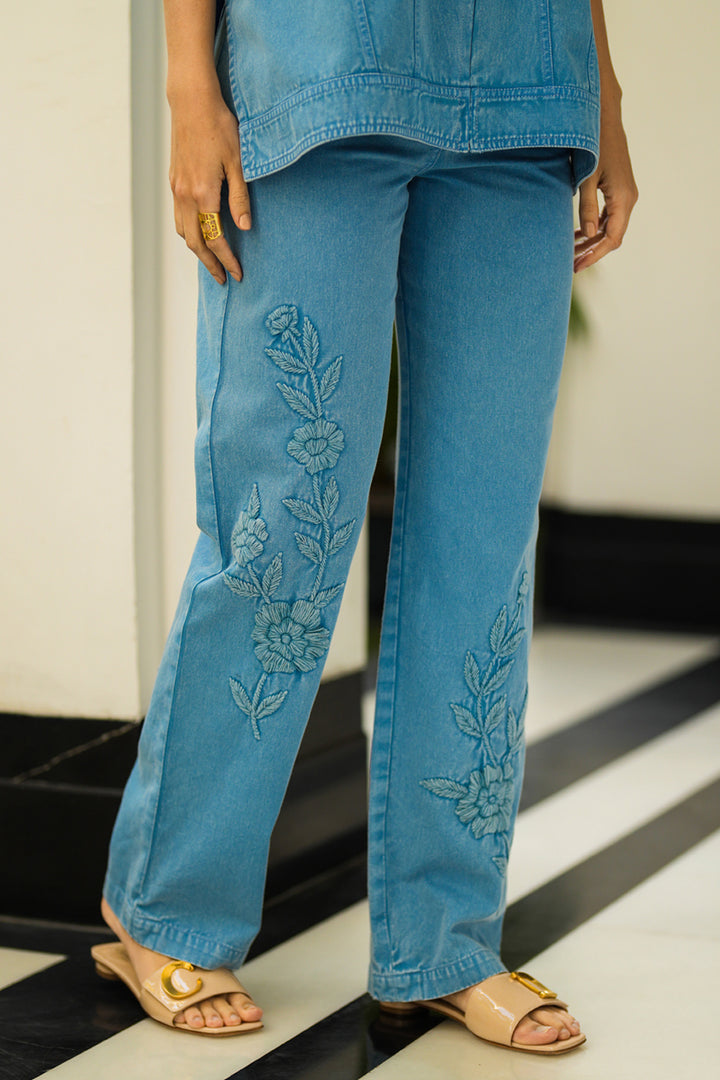 Mirela Denim Co-ord Set in Blue