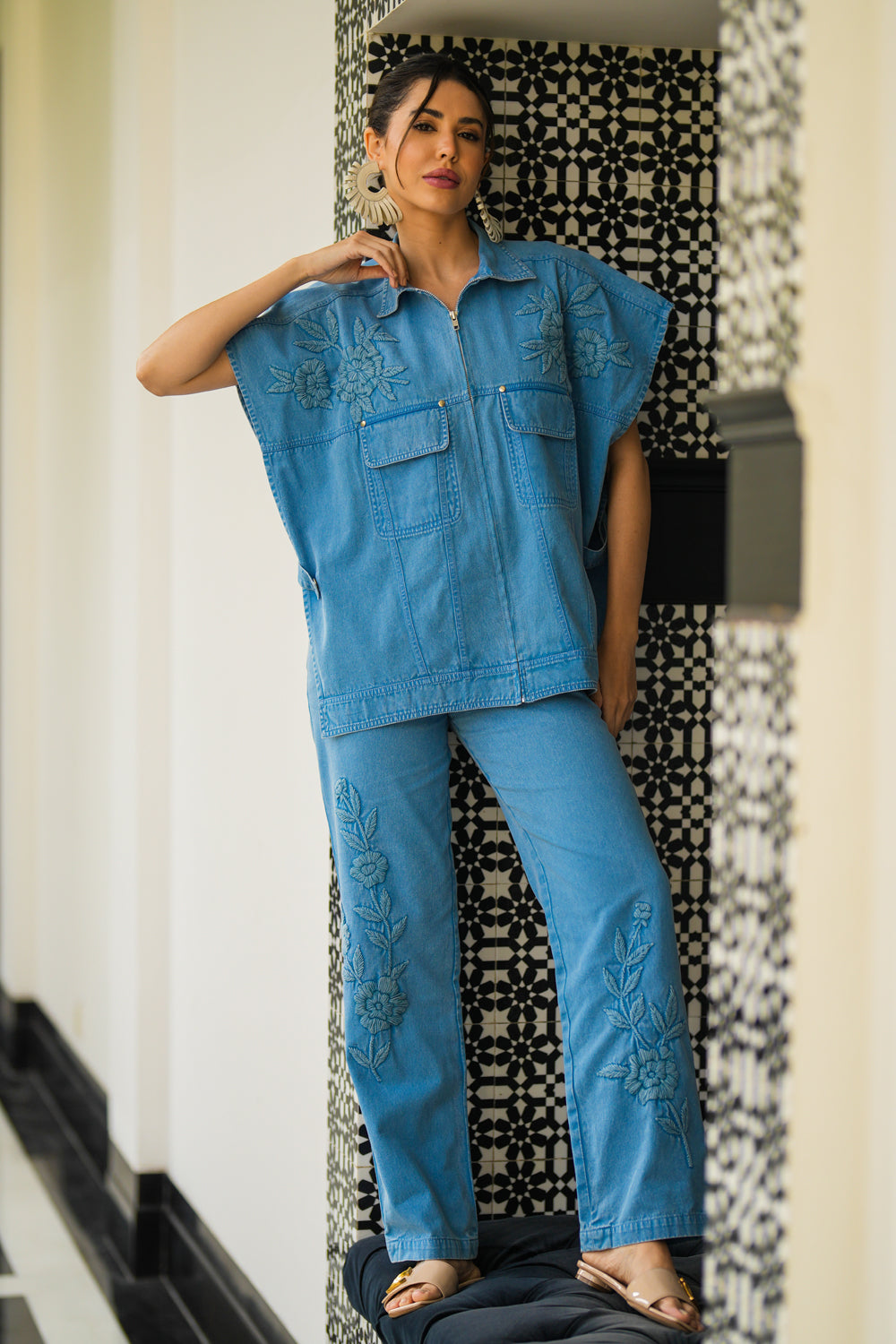 Mirela Denim Co-ord Set in Blue