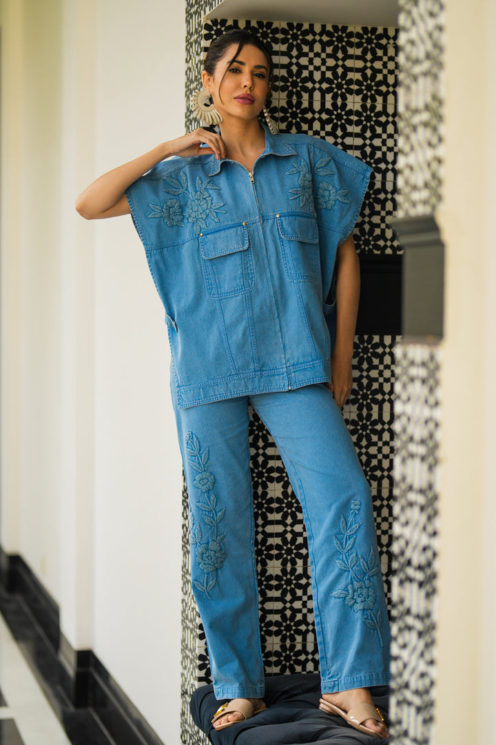 Mirela Denim Co-ord Set in Blue