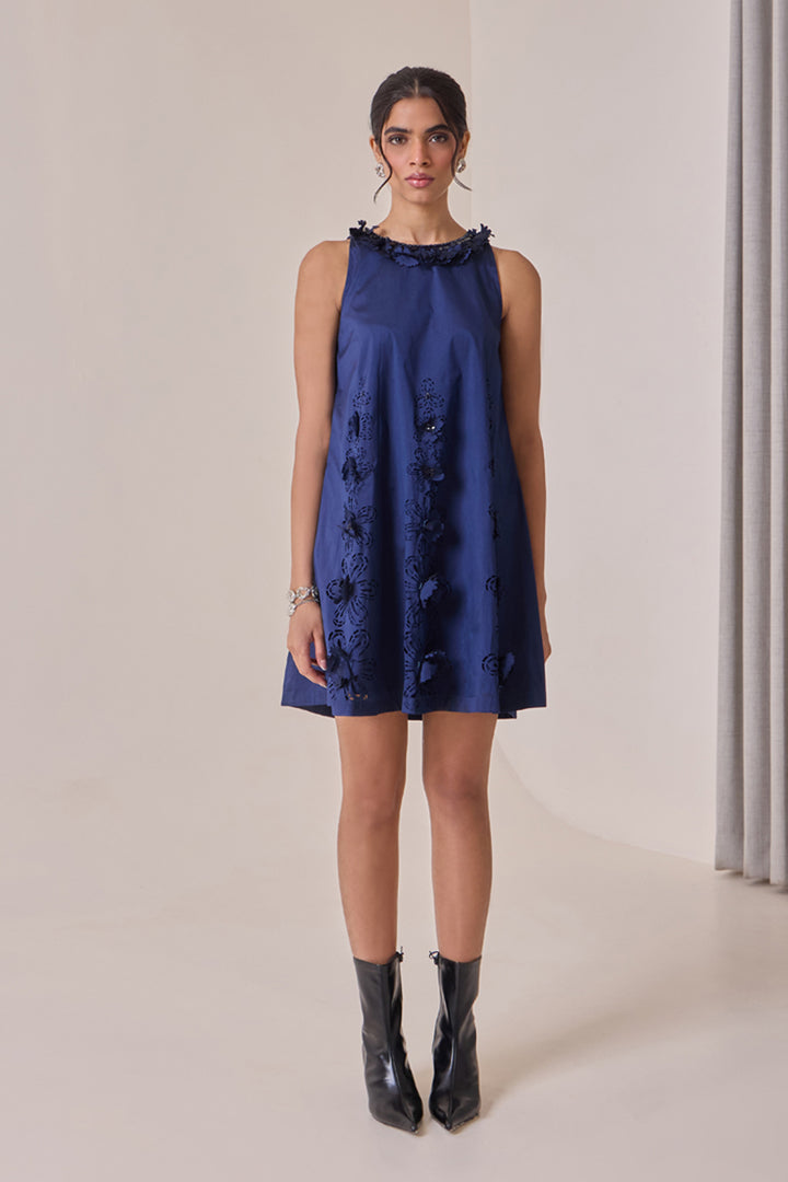 Midnight Art-Cut Shift Dress