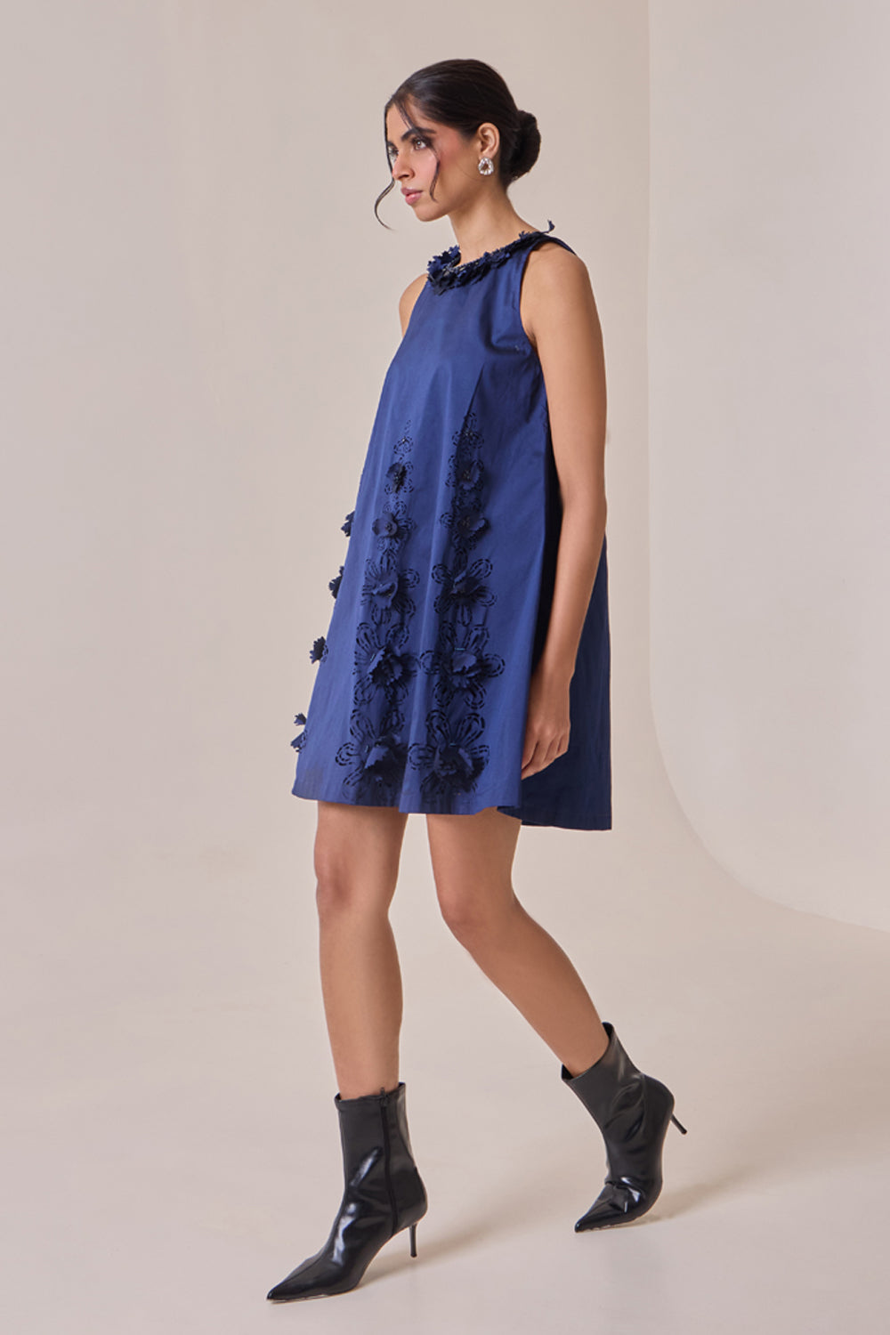 Midnight Art-Cut Shift Dress