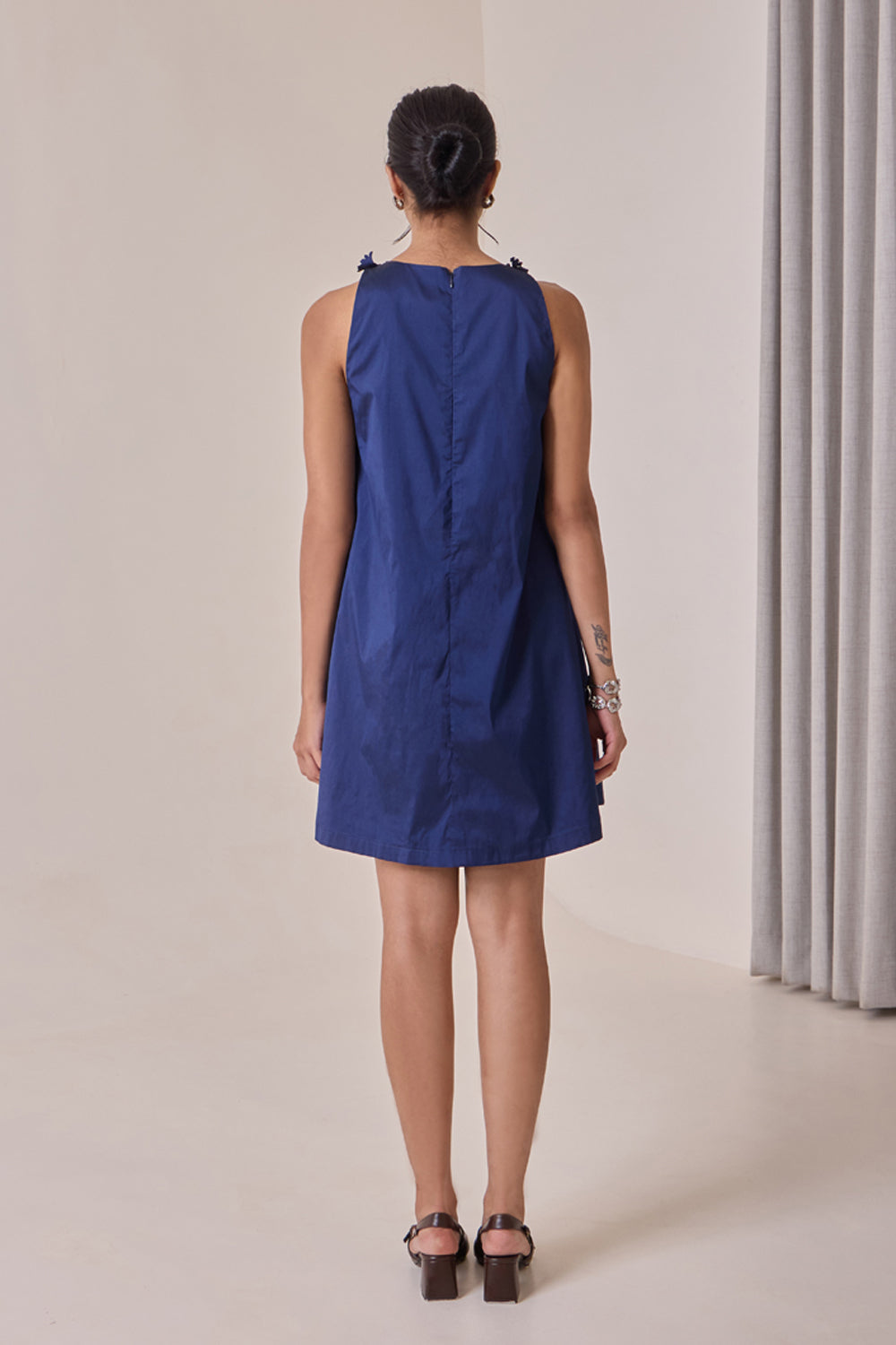 Midnight Art-Cut Shift Dress