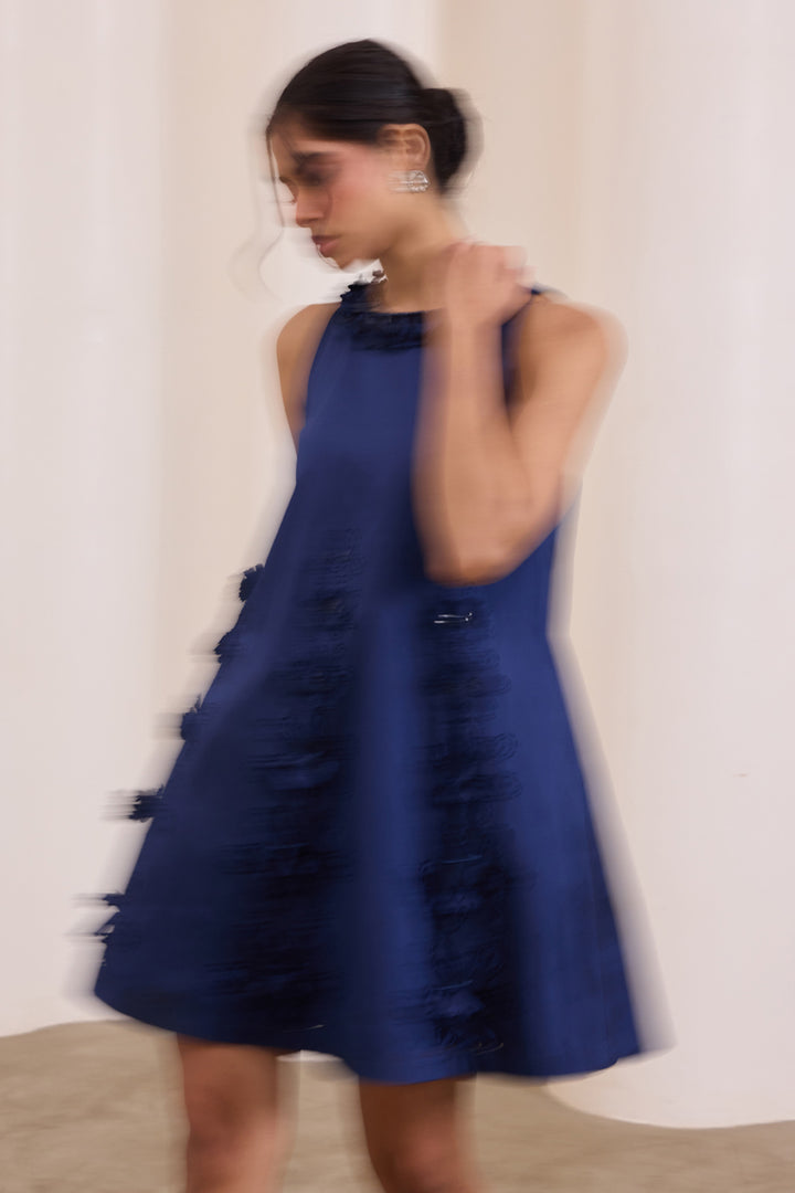 Midnight Art-Cut Shift Dress
