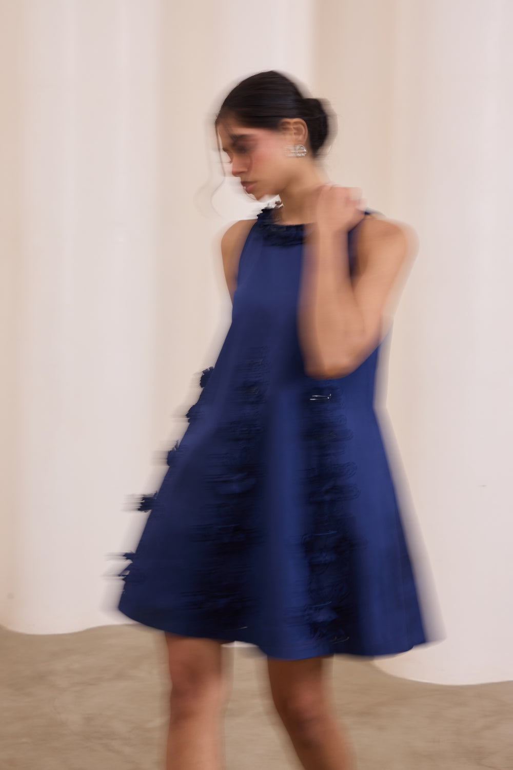 Midnight Art-Cut Shift Dress