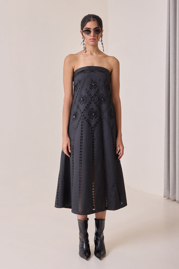 Noir Art-Cut Tube Dress