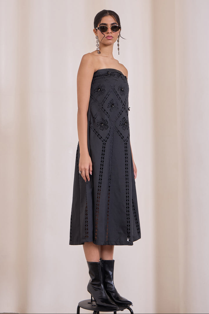 Noir Art-Cut Tube Dress