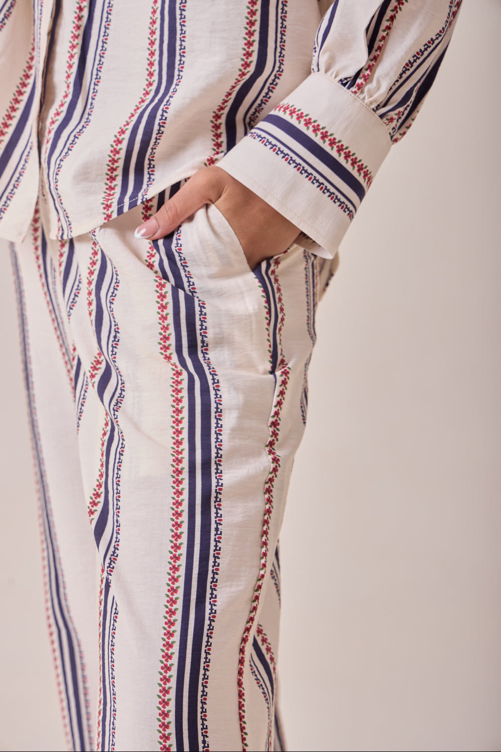 Creme Striped Pants