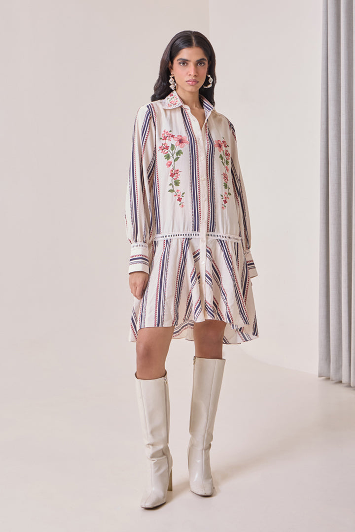 Creme Petal Shirt Dress