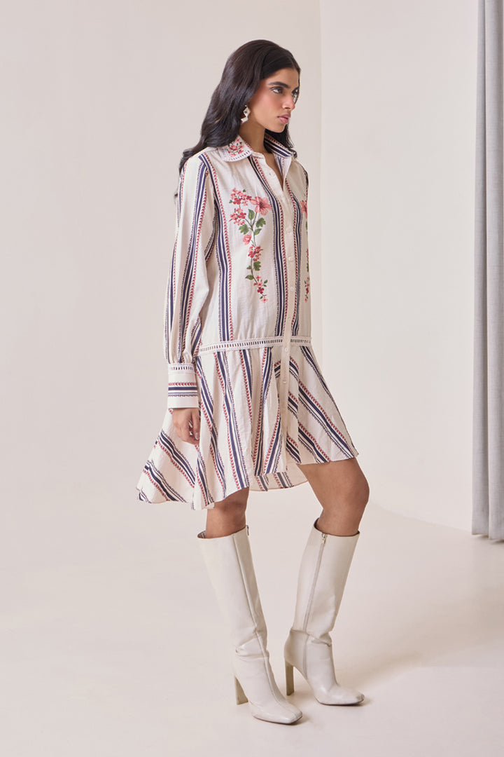 Creme Petal Shirt Dress