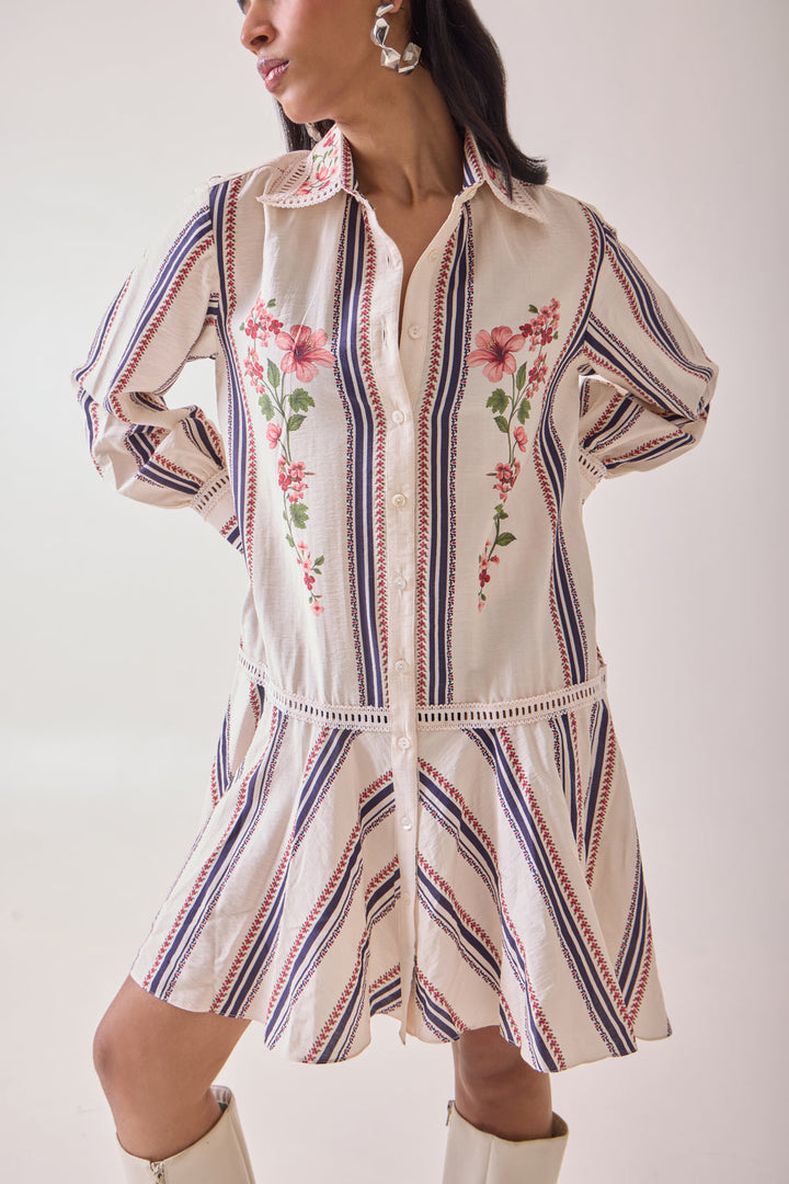 Creme Petal Shirt Dress