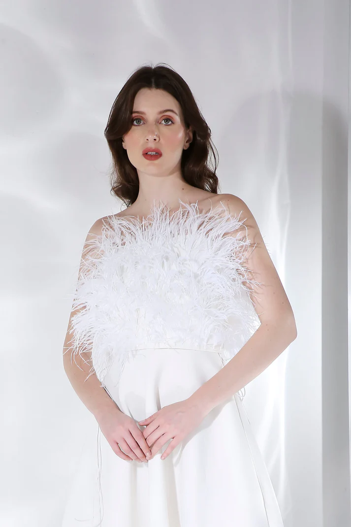 Cassandra Dress & Feather Wrap Set