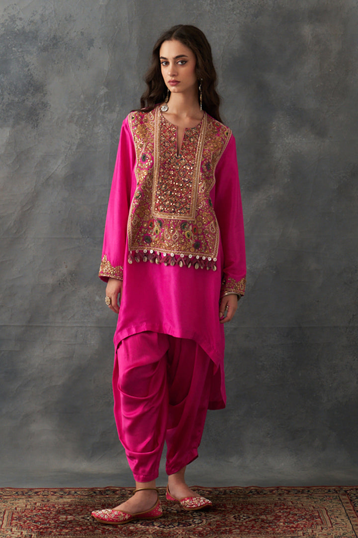Fuchsia Pink Kurta & Dhoti Set