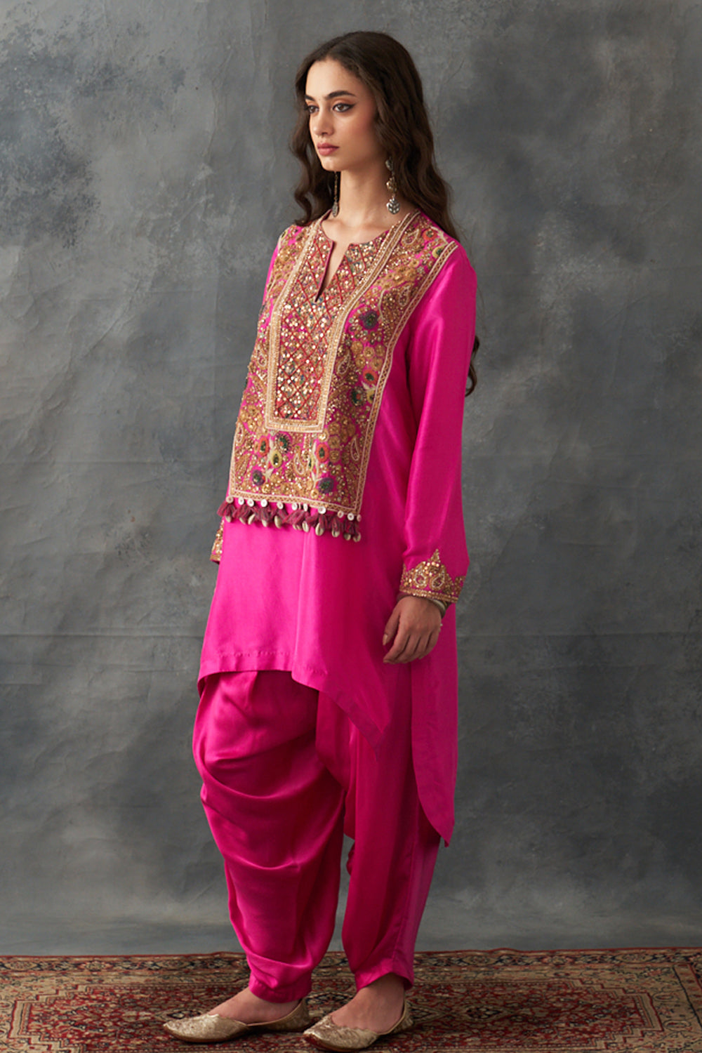 Fuchsia Pink Kurta & Dhoti Set
