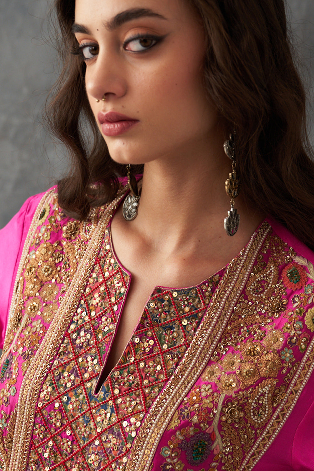 Fuchsia Pink Kurta & Dhoti Set