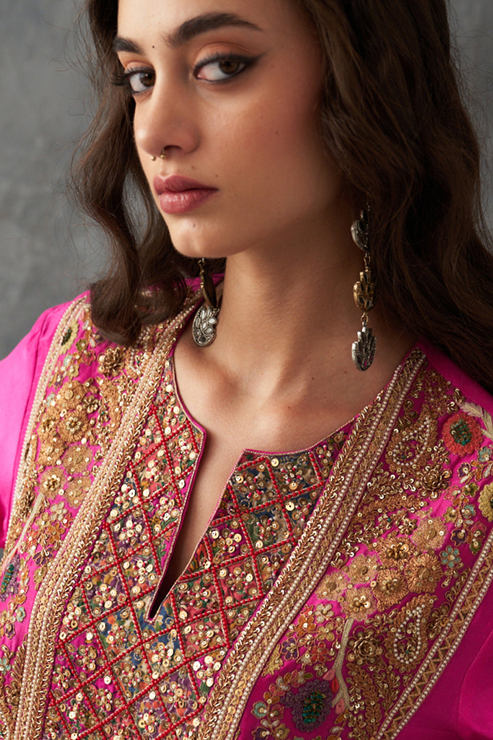 Fuchsia Pink Kurta & Dhoti Set