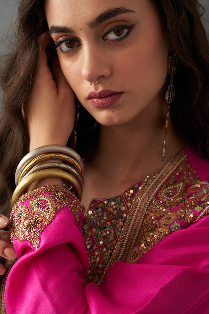 Fuchsia Pink Kurta & Dhoti Set