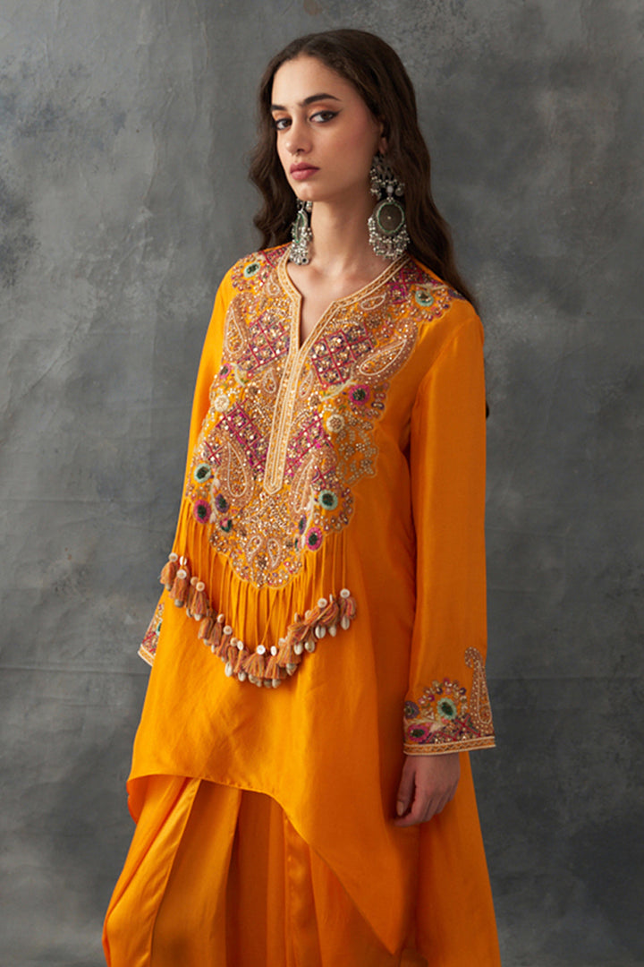 Mustard Kurta & Dhoti Set