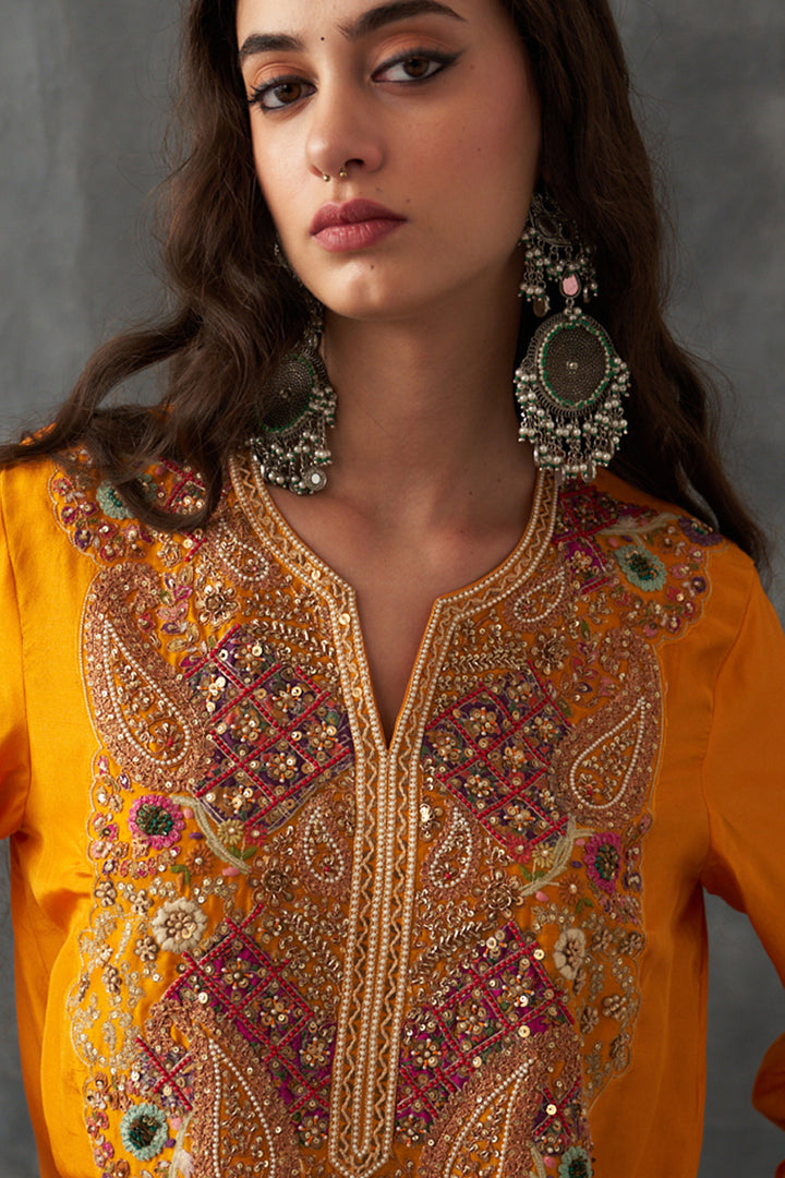 Mustard Kurta & Dhoti Set