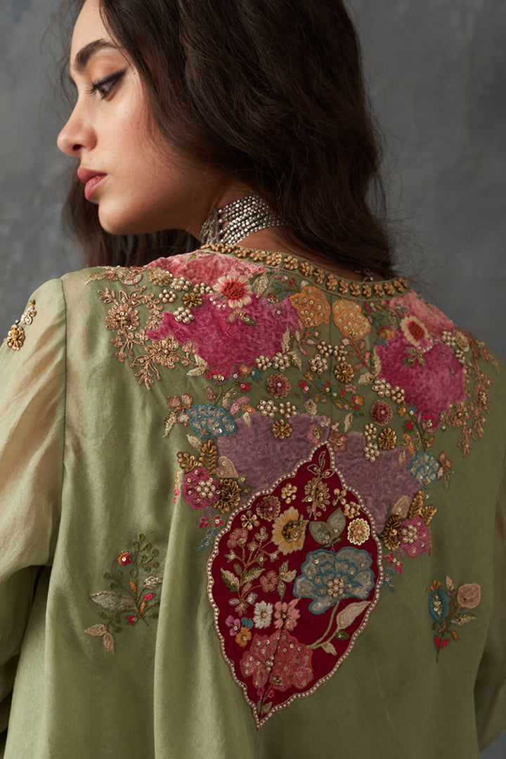 Olive Asymmetrical Kurta Set