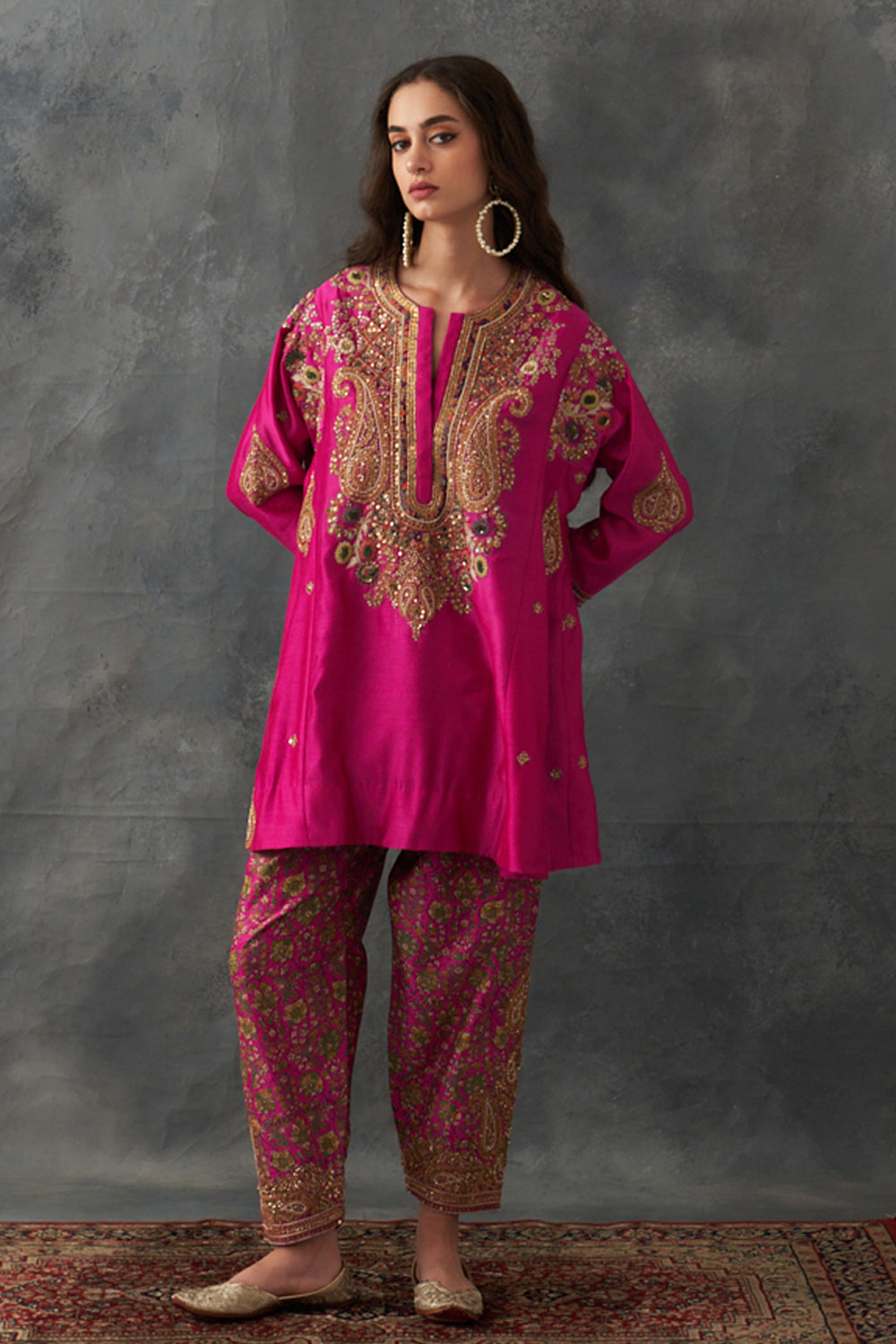 Fuchsia Pink Short Kurta Set