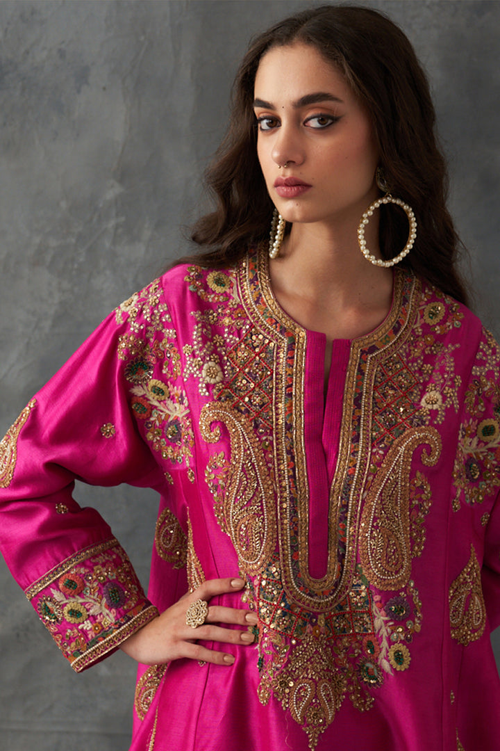 Fuchsia Pink Short Kurta Set
