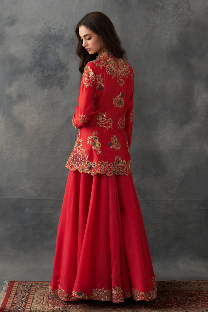 Burnt Sienna Peplum Sharara Set