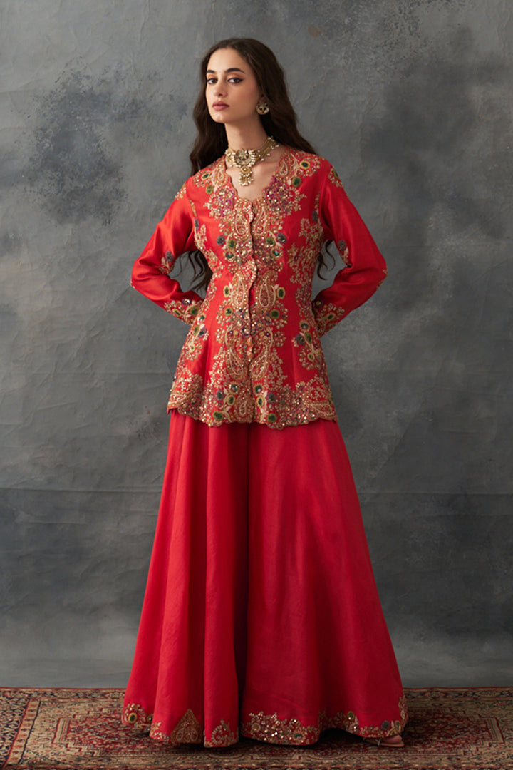Burnt Sienna Peplum Sharara Set