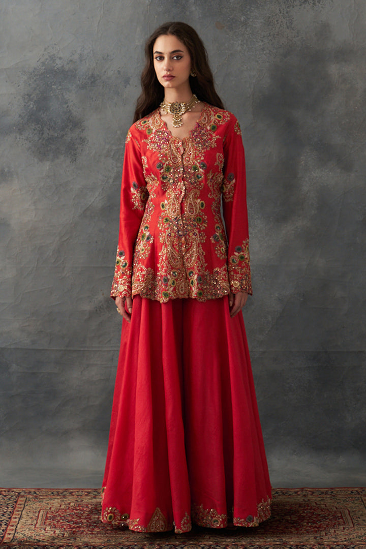 Burnt Sienna Peplum Sharara Set