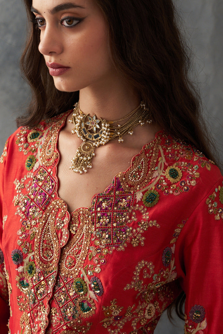 Burnt Sienna Peplum Sharara Set