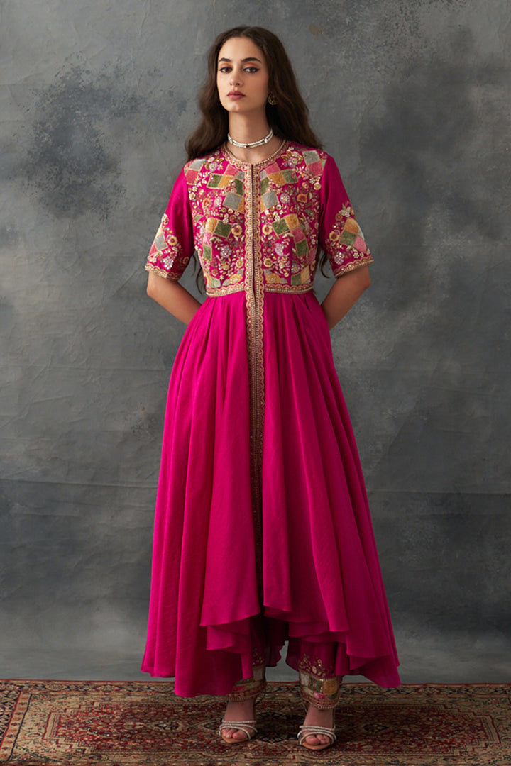 Fuchsia Pink Asymmetrical Kalidar Set