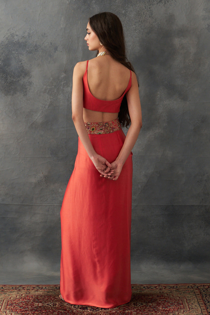 Rust Draped Skirt Set