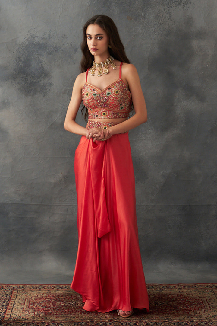 Rust Draped Skirt Set