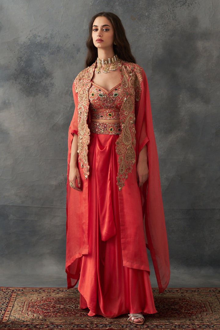 Rust Draped Skirt Set