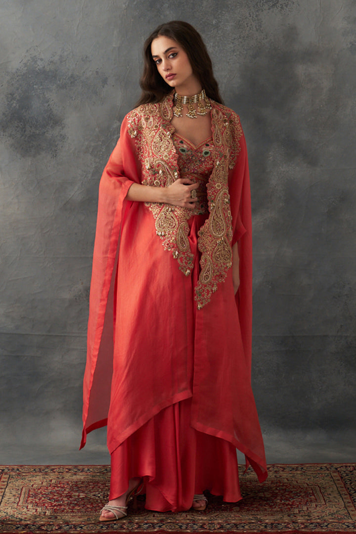 Rust Draped Skirt Set
