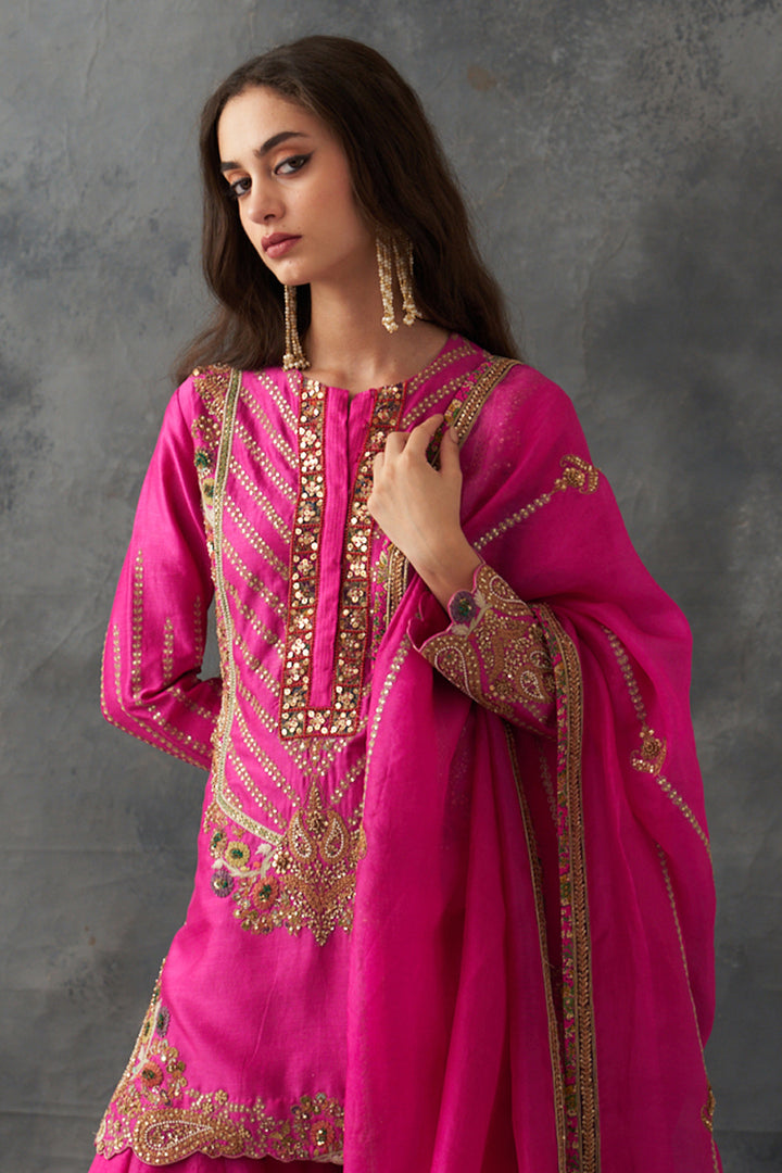 Fuchsia Pink Sharara Set