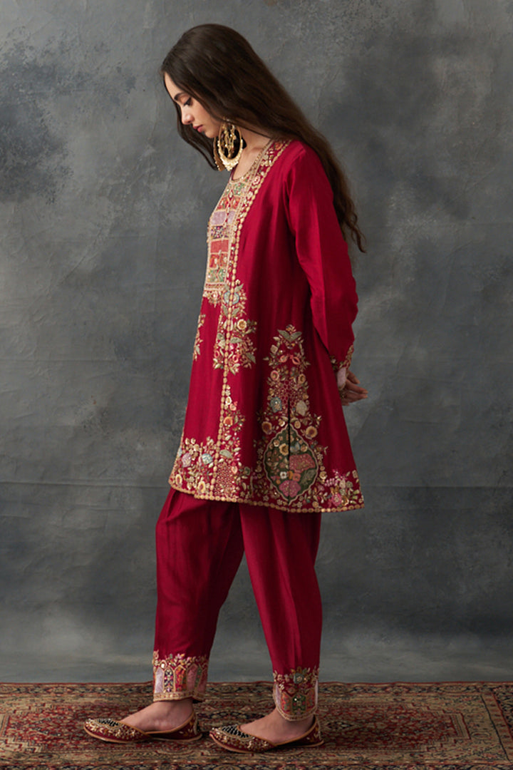 Red Phiran Kurta Set