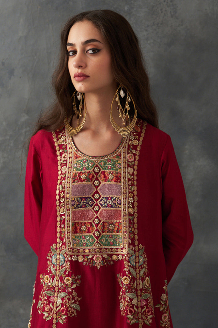 Red Phiran Kurta Set