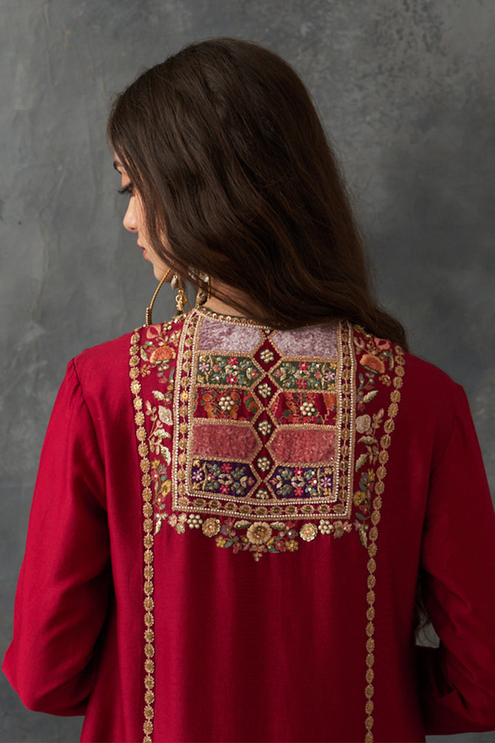 Red Phiran Kurta Set