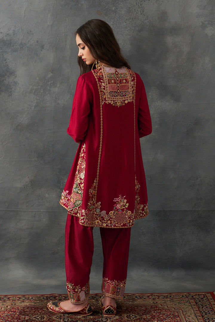 Red Phiran Kurta Set
