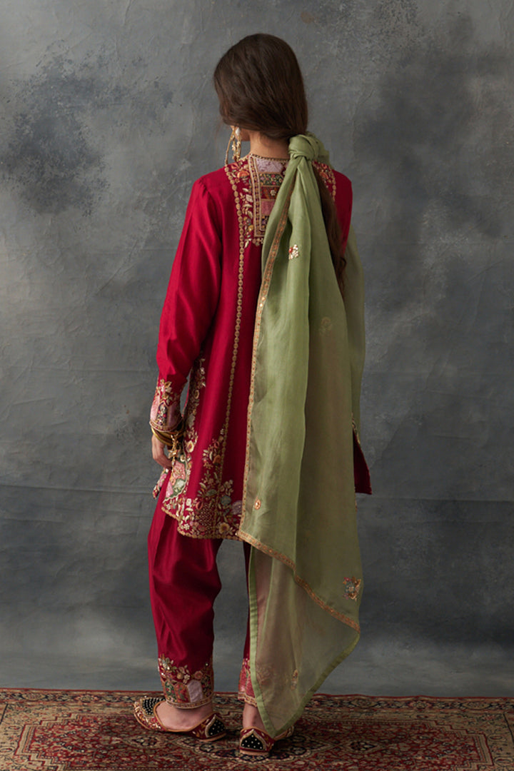 Red Phiran Kurta Set