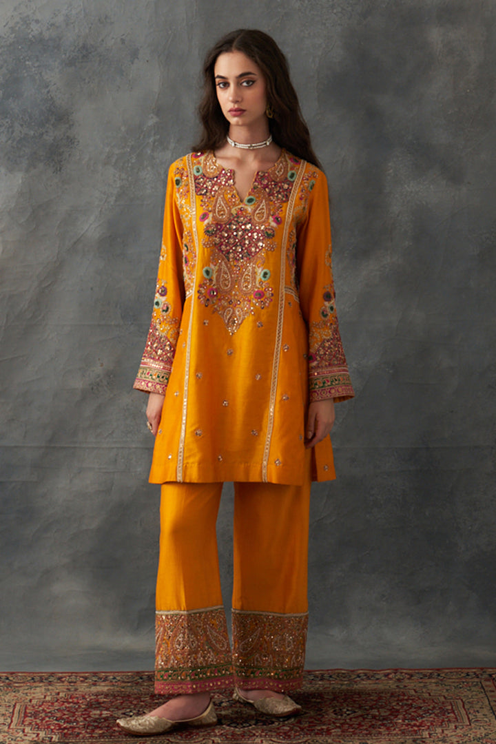Mustard Short Kurta Set