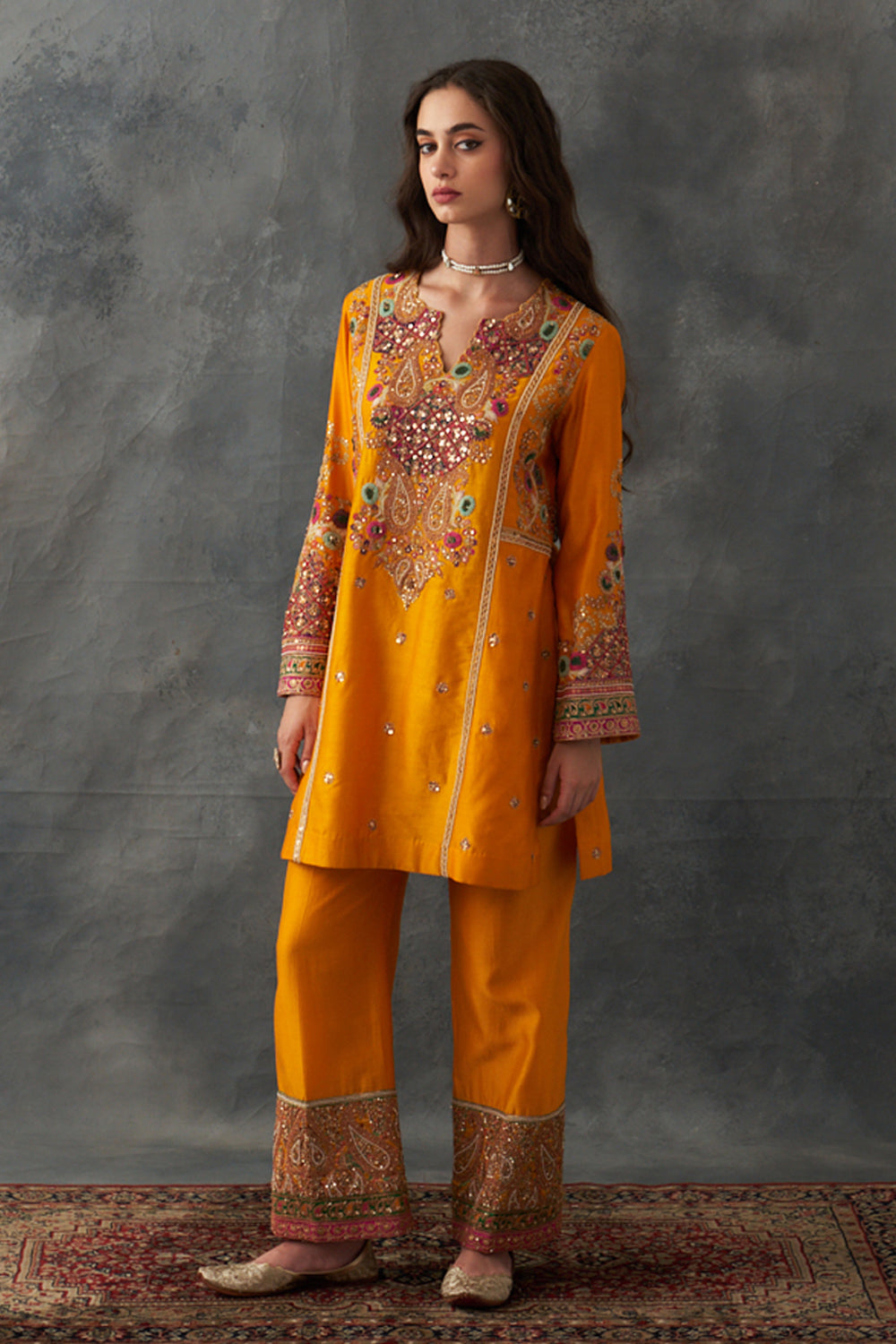 Mustard Short Kurta Set