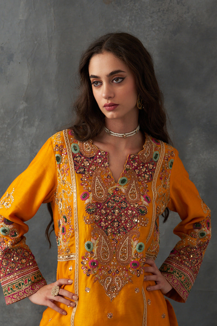 Mustard Short Kurta Set